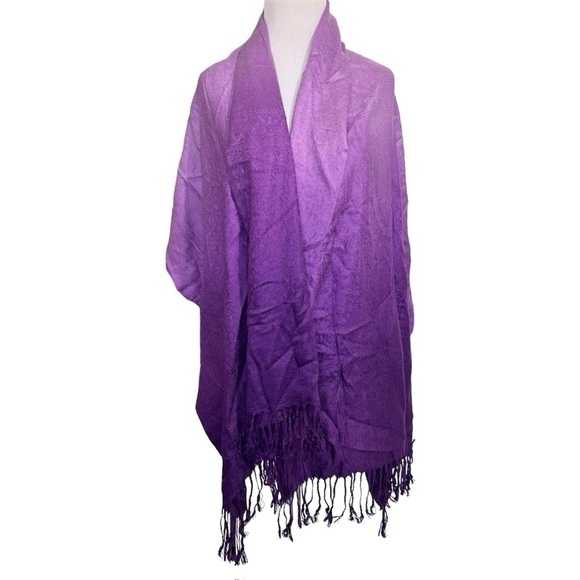 Pashmina Shawl Wrap Cashmere Silk Scarf in Purple/Lavender 26in x 75 in - Picture 16 of 16